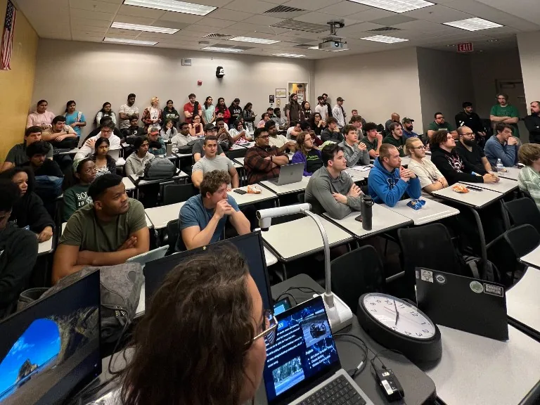 IEEE at USF students attending a packed professional development session