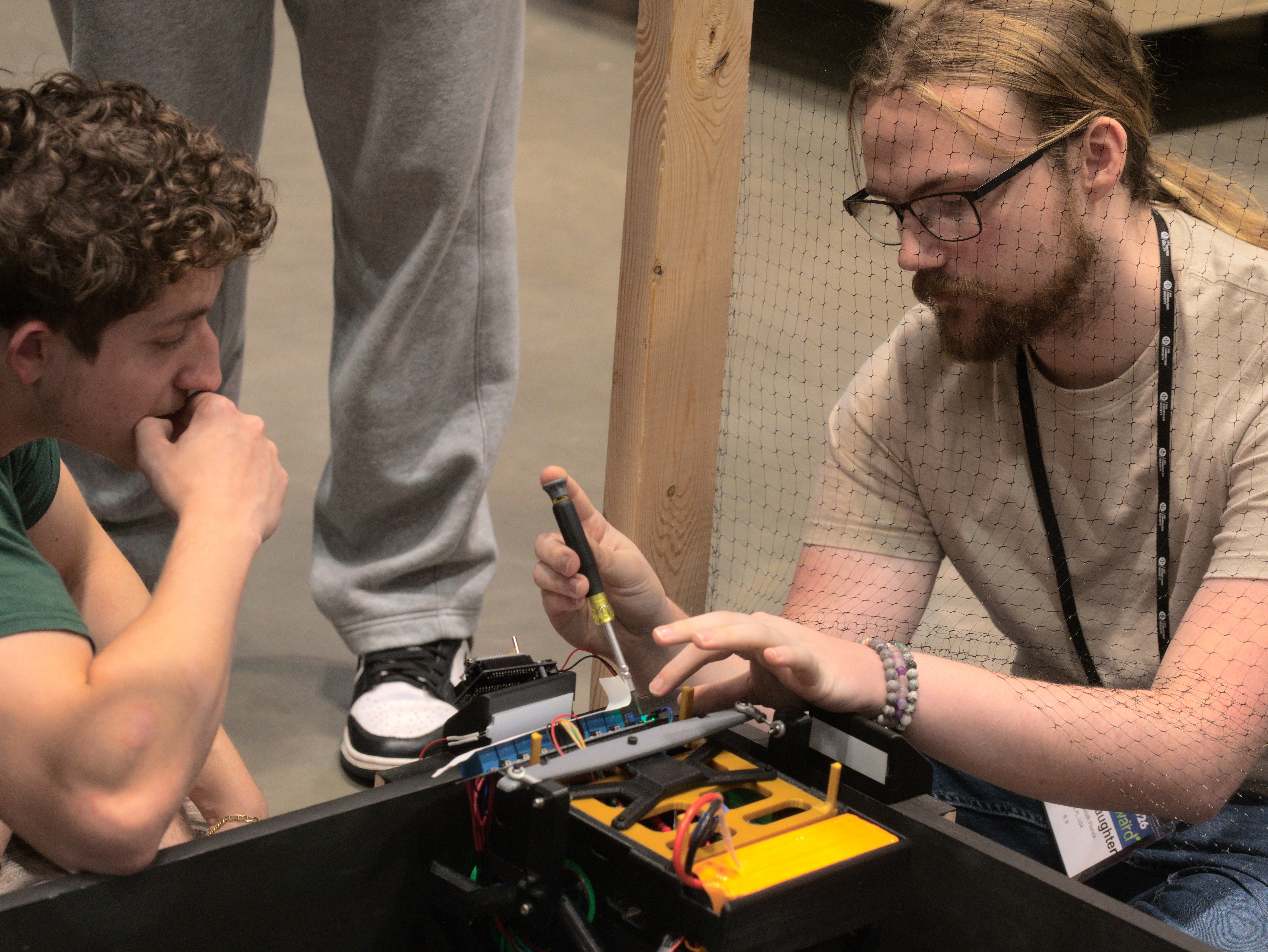 Students working on an autonomous robot