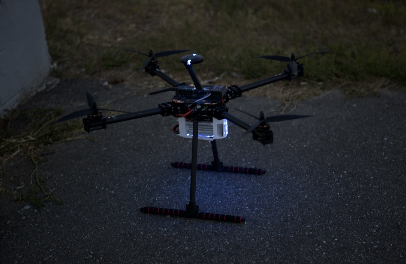 Drone flying over landscape